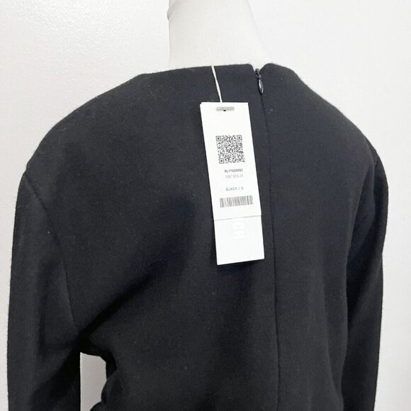 NWT ROCKET X LUNCH BLACK WOOL FELT BELTED BLOUSON DRESS - S - Picture 7 of 16